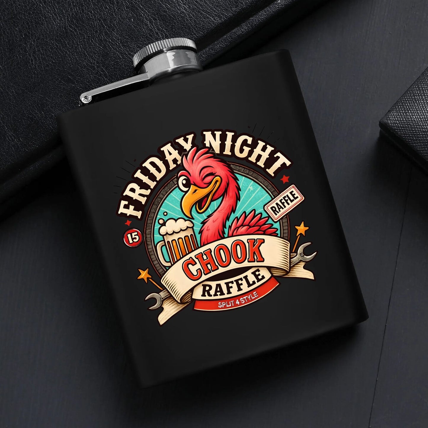 V8 Vets - Friday Night Chook Raffle Hip Flask Gift Set