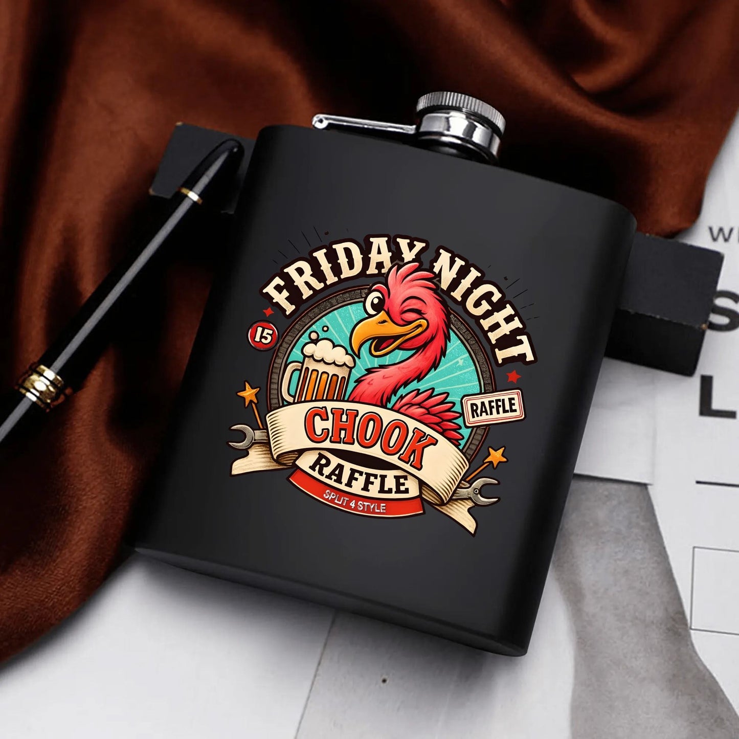 V8 Vets - Friday Night Chook Raffle Hip Flask Gift Set