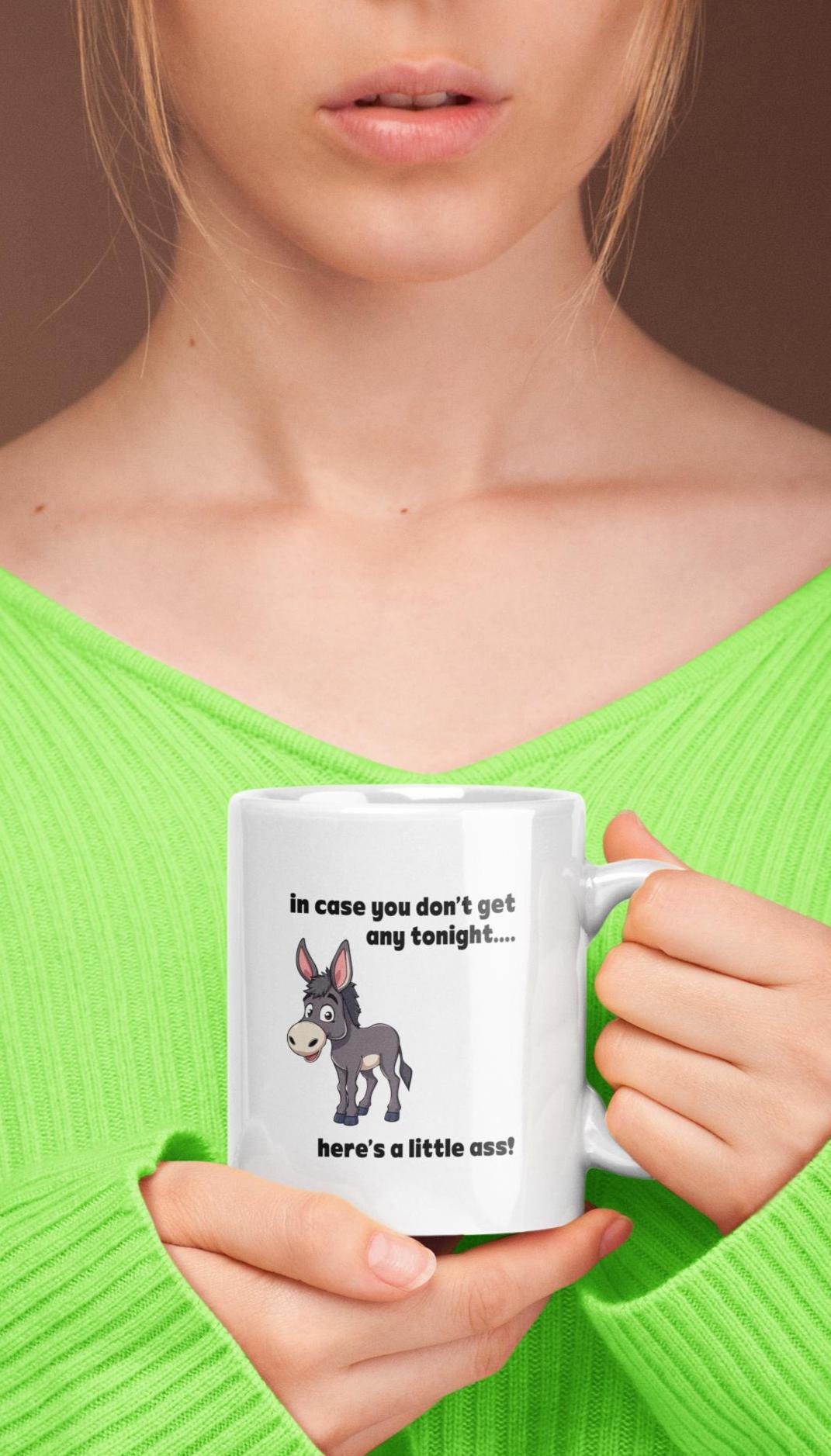 Here's a Little Ass Mug - Funny Ceramic Cup for Animal Lovers - Unique Gift Idea, Office Humour, Cute Coffee Tea Mug