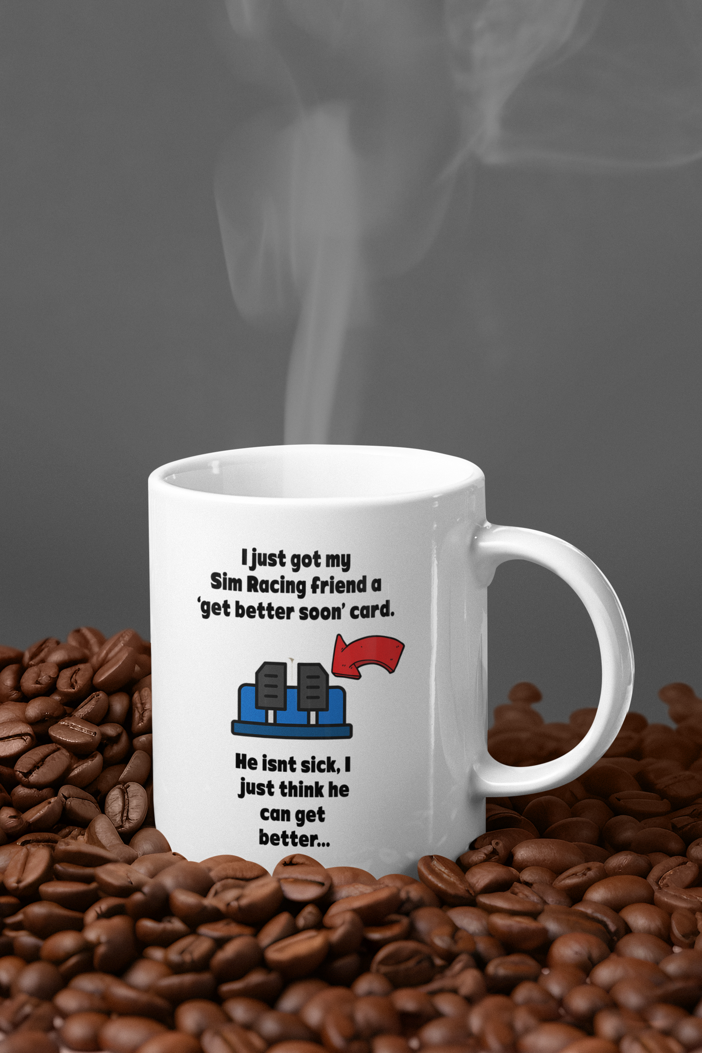 Sim Racing Coffee Mug for 'Sick' Friends - Funny Gamer Gift, Racing Simulator Cup, Unique Birthday Present for Racing Enthusiasts
