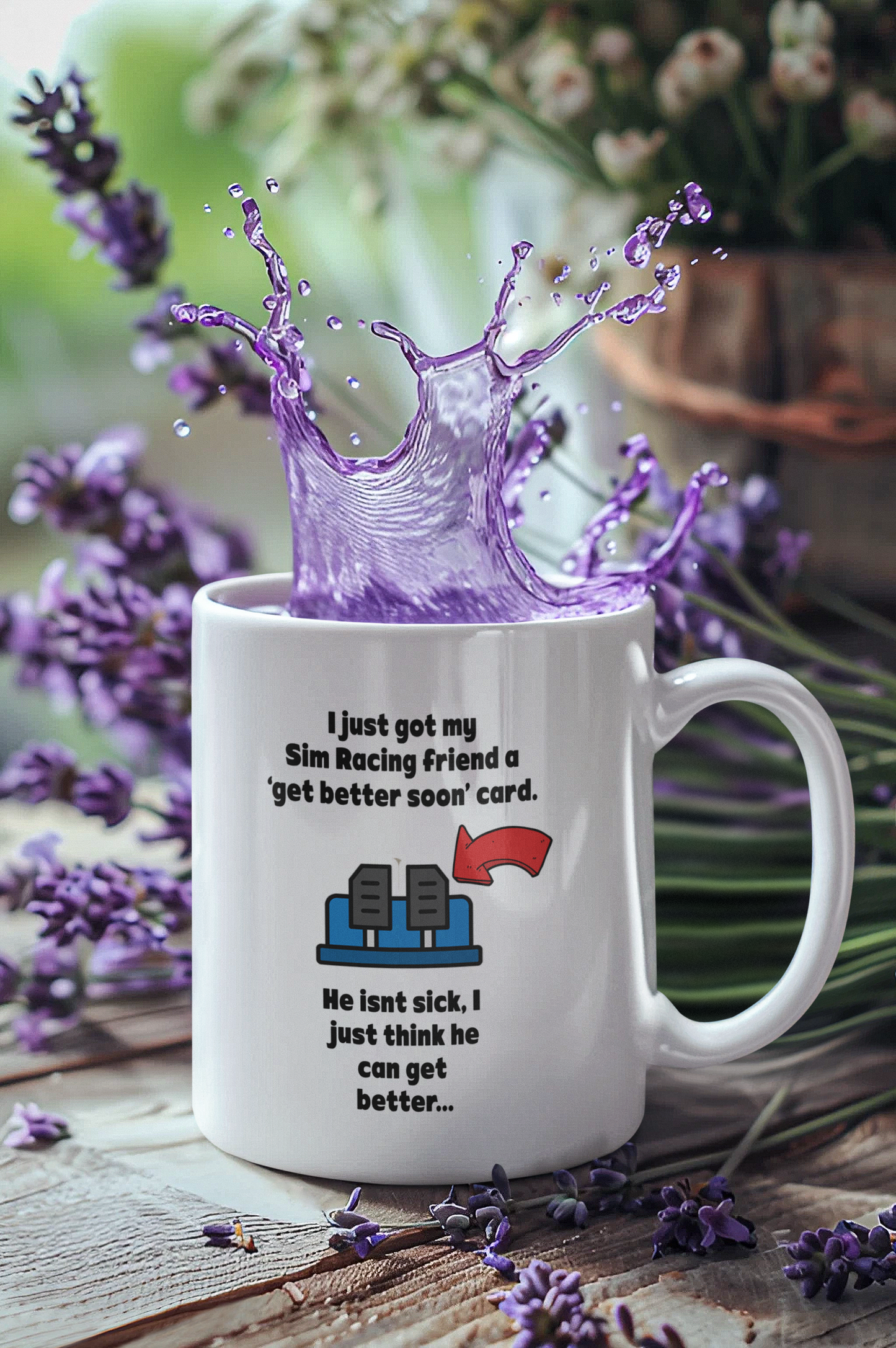 Sim Racing Coffee Mug for 'Sick' Friends - Funny Gamer Gift, Racing Simulator Cup, Unique Birthday Present for Racing Enthusiasts