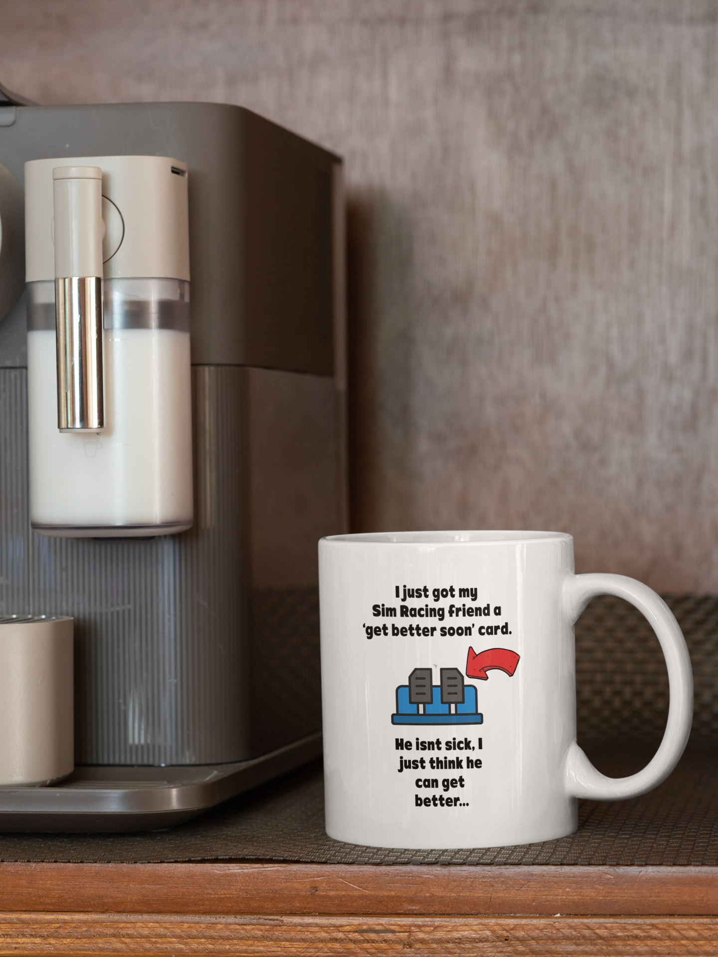 Sim Racing Coffee Mug for 'Sick' Friends - Funny Gamer Gift, Racing Simulator Cup, Unique Birthday Present for Racing Enthusiasts